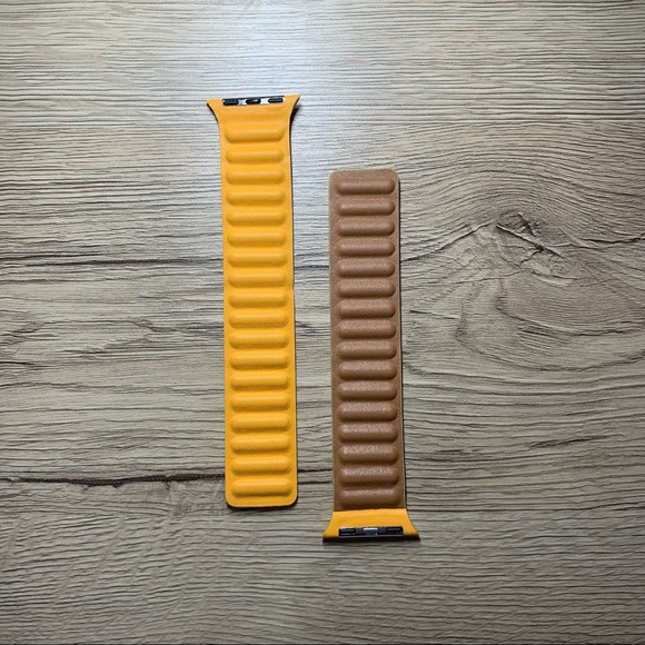 NEW[BAND] Orange Leather Magnetic For Apple Watch - Picture 2 of 6